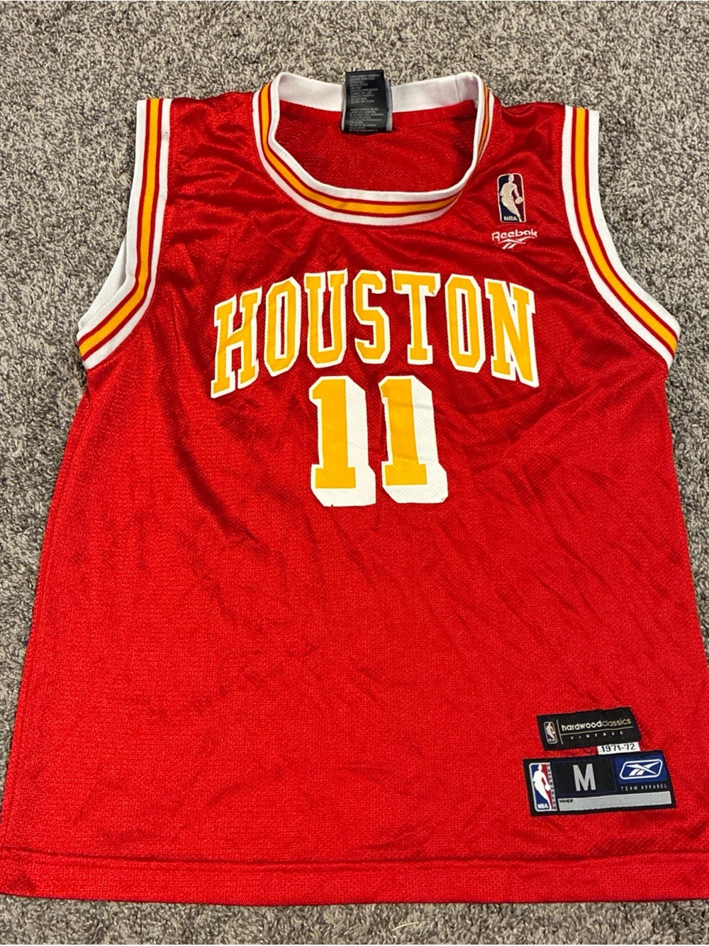 Reebok Houston Red and Yellow #11 Basketball Jersey Vintage Yao Ming